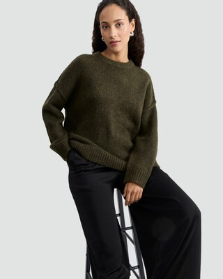The F&F Edit Ribbed Crew Neck Jumper with Wool in Khaki | Tesco F&F