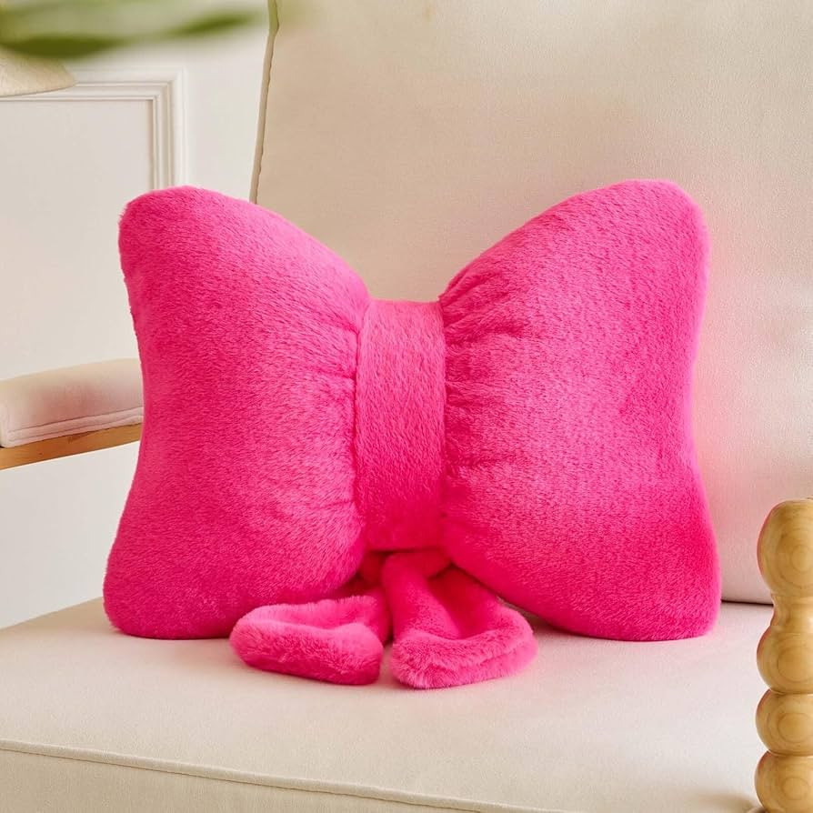 Bowknot Pillow Hot Pink Cute Bow Decorative Throw Pillows 12" Aesthetic Home Decor Bow Cushions B... | Amazon (US)