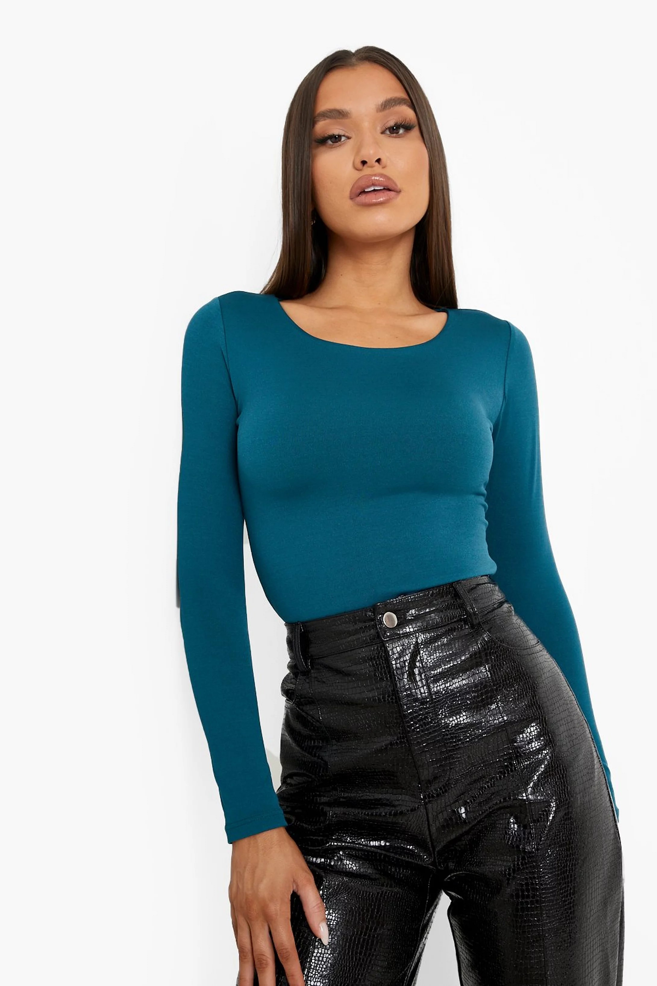 Double Slinky Long Sleeve Bodysuit | Boohoo.com (US & CA)