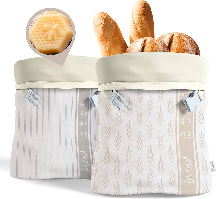 Nectar & Nest Reusable Beeswax Bread Bags for Homemade Bread & Sourdough – XL Eco-Friendly, Nat... | Amazon (US)