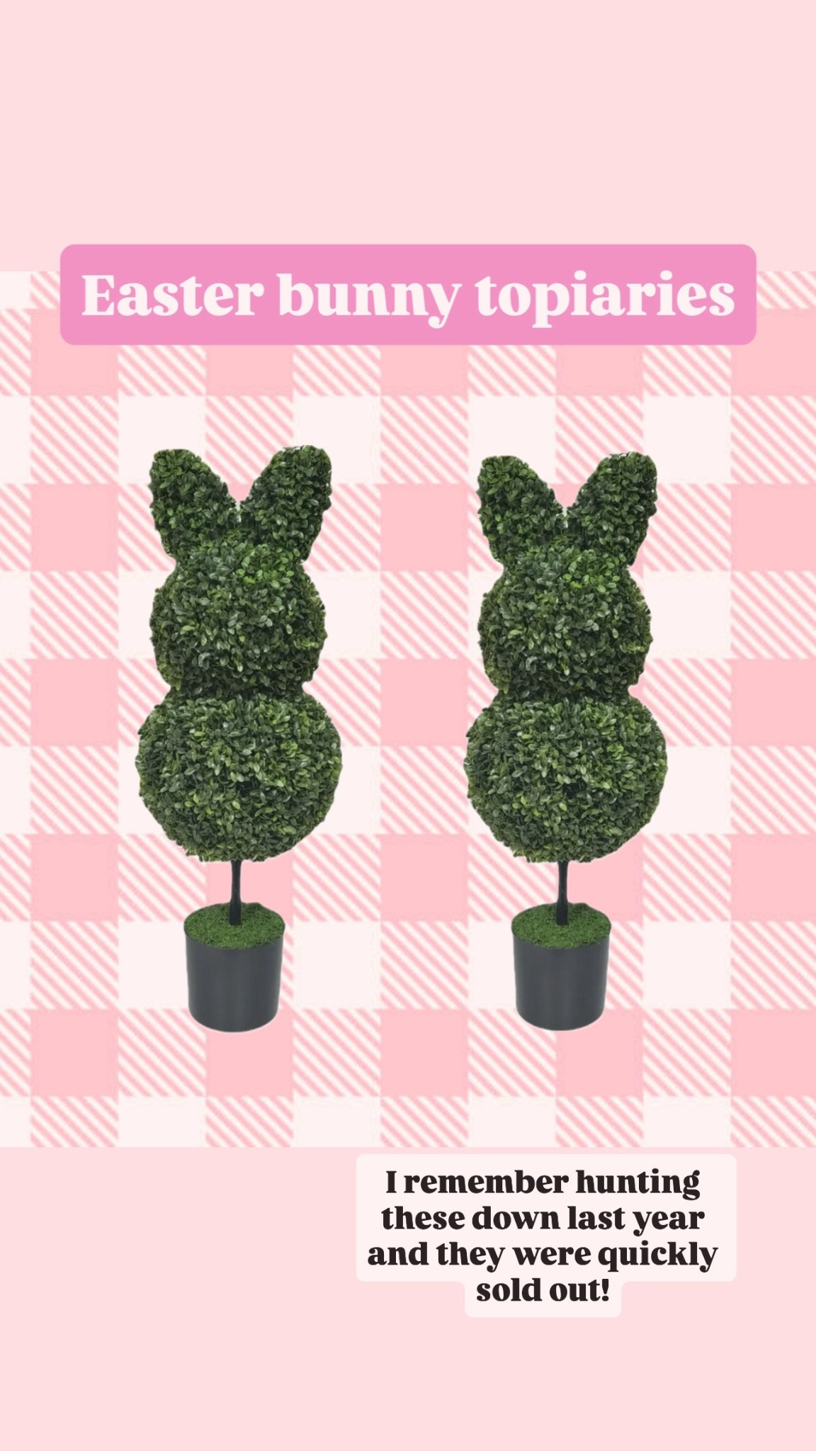 Walmart coral Easter bunny topiaries are back!  I’d get them now before they sell out again! 🐰 

Easter outdoor decor

#LTKSeasonal #LTKFindsUnder50 #LTKHome