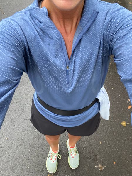 Lululemon running outfit. 

Lululemon Swiftly quarter zip (size 6), Lululemon tracker shorts (size 6), On Cloud Cloudmonster running shoes (8.5)

#LTKshoecrush #LTKFind #LTKfit