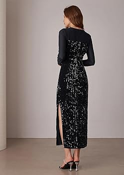 GRACE KARIN Women's Sequin Sparkly Glitter Dress Long Sleeve Velvet Cocktail Formal Dresses | Amazon (US)