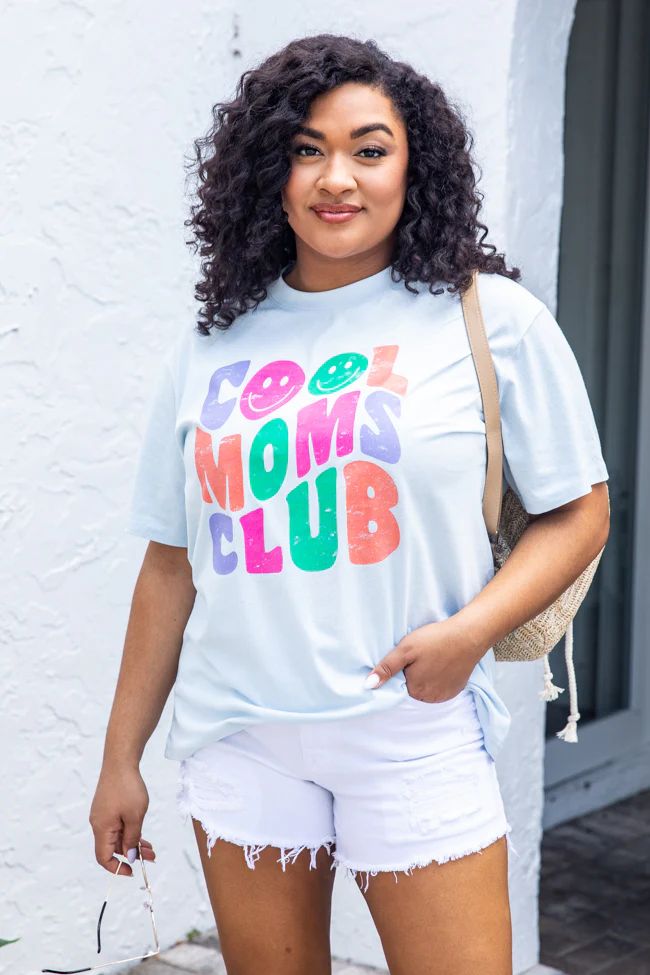 Cool Moms Club Light Blue Oversized Graphic Tee | Pink Lily