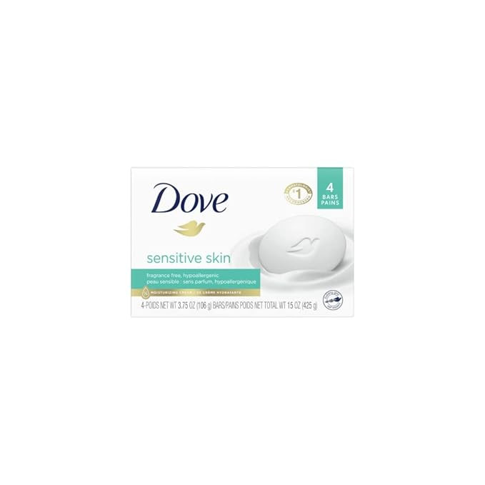 Dove Beauty Bar Soap Sensitive, 24 Bars for Sensitive Skin, Fragrance Free and Hypoallergenic 3.7... | Amazon (US)