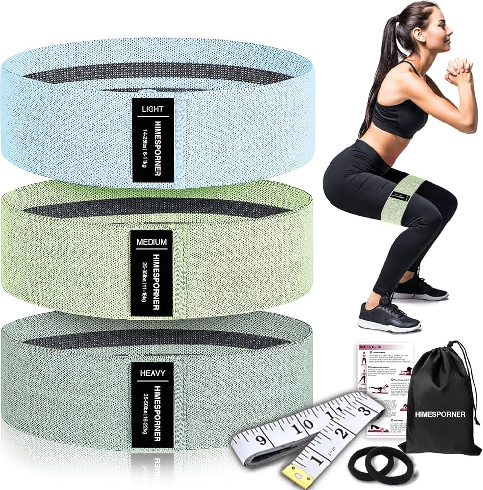 Wide Fabric Resistance Bands for Working Out, 3 Level Non-Slip Exercise Booty Bands for Women & M... | Amazon (US)