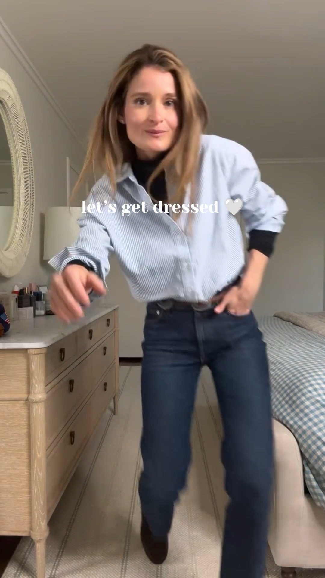 An easy everyday winter outfit 🖤 love layering a turtleneck under my button downs to add a touch of coziness and bring them into winter. Jeans are my latest hyper fixation that I can’t stop wearing. 

Wearing my true size in all small/25 (I took the short Inseam)  my belt is old Ralph Lauren. Looks sold out but I'll watch for a restock 

❤️ Follow if you’re looking for easy everyday outfit inspiration! 

#grwm #ootd #outfitinspo #outfitoftheday #outfitideas

#LTKgrwm #LTKSeasonal #LTKootd