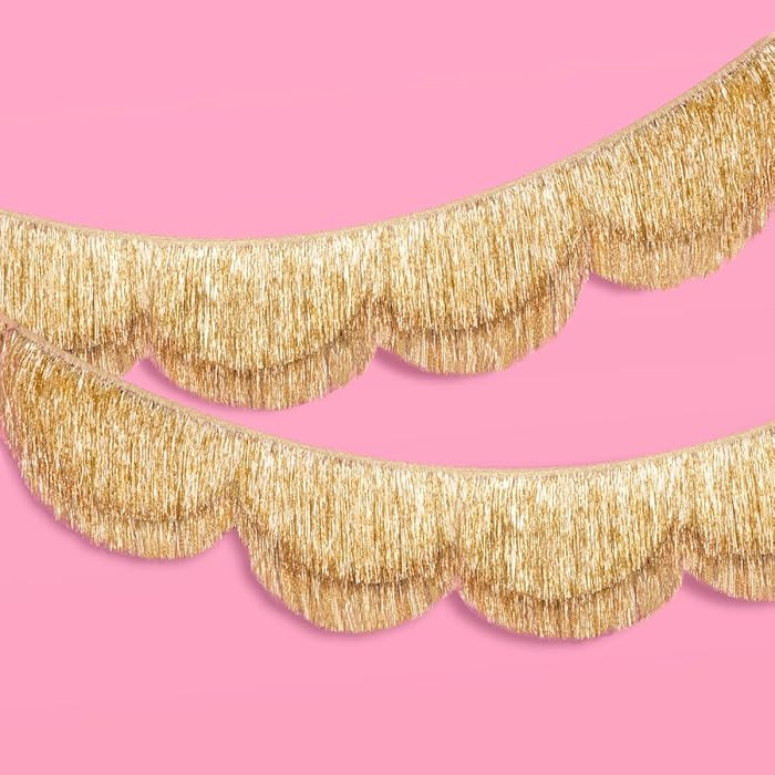 xo, Fetti Gold Scalloped Layered Fringe Banner - 5 Ft. | Bachelorette Party Decorations, Birthday... | Amazon (US)