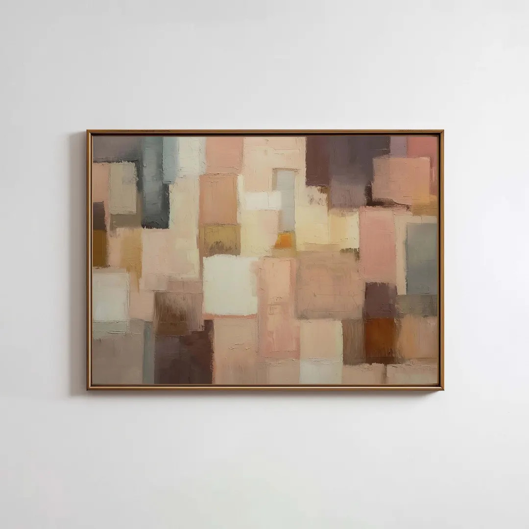 Mid Century Neutral Abstract Wall Art • Vintage Modern Oil Painting Home Decor • Framed/unfra... | Etsy (US)