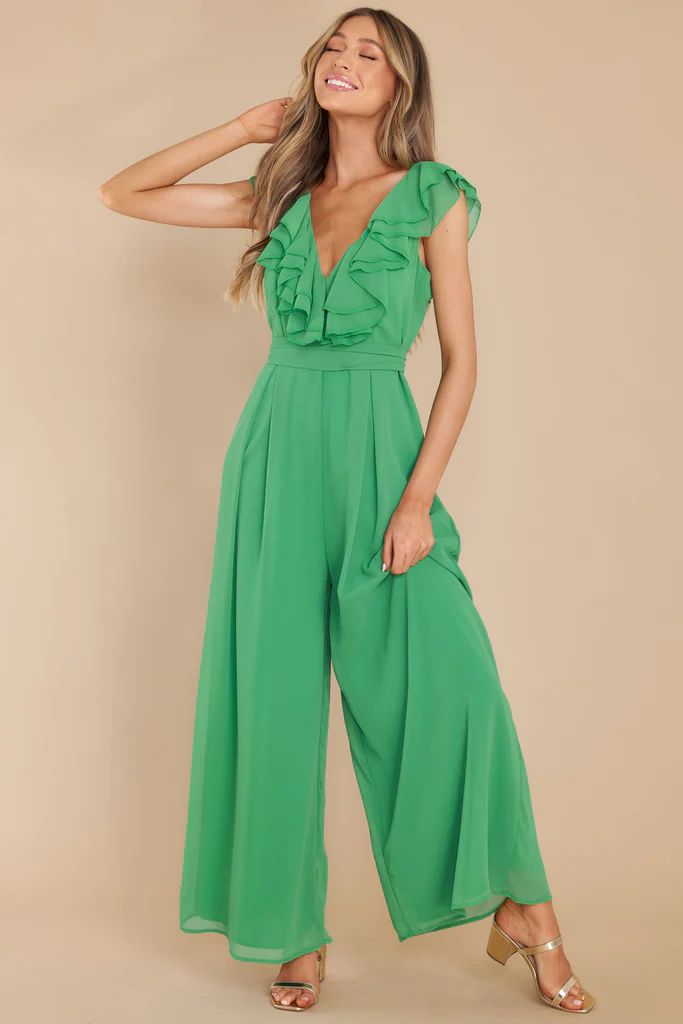 Play Hard To Get Green Jumpsuit | Red Dress 