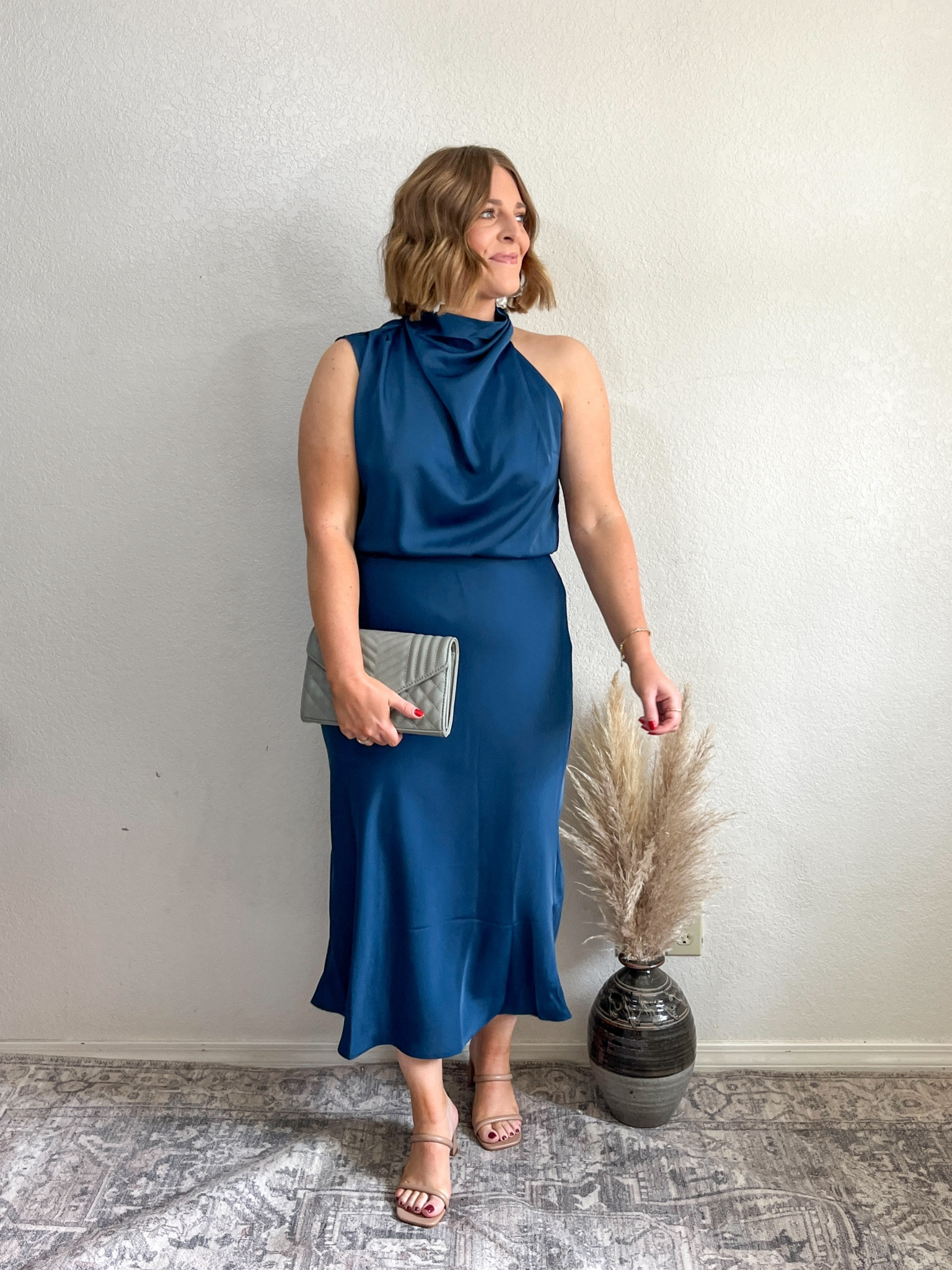 Spring event dress// love the high neck and one shoulder. So pretty for a wedding or bridal shower!

Wearing L (tts) 

#LTKsalealert #LTKwedding #LTKmidsize