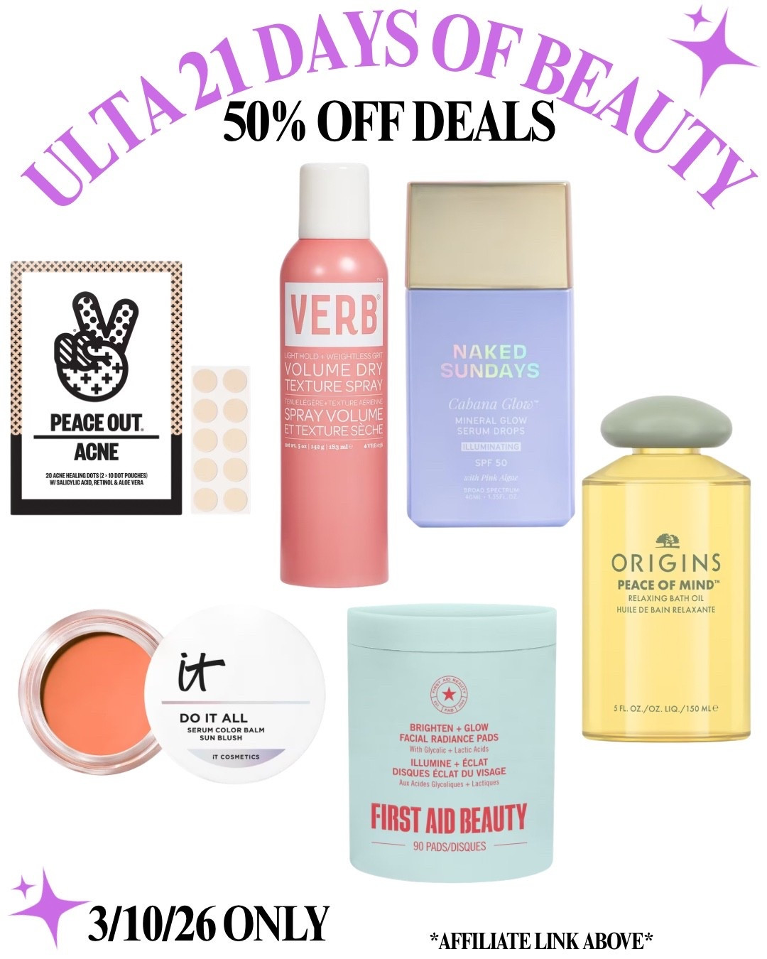 Ulta beauty sale, 50% off deals 

#LTKgrwm #LTKBeauty #LTKSaleAlert