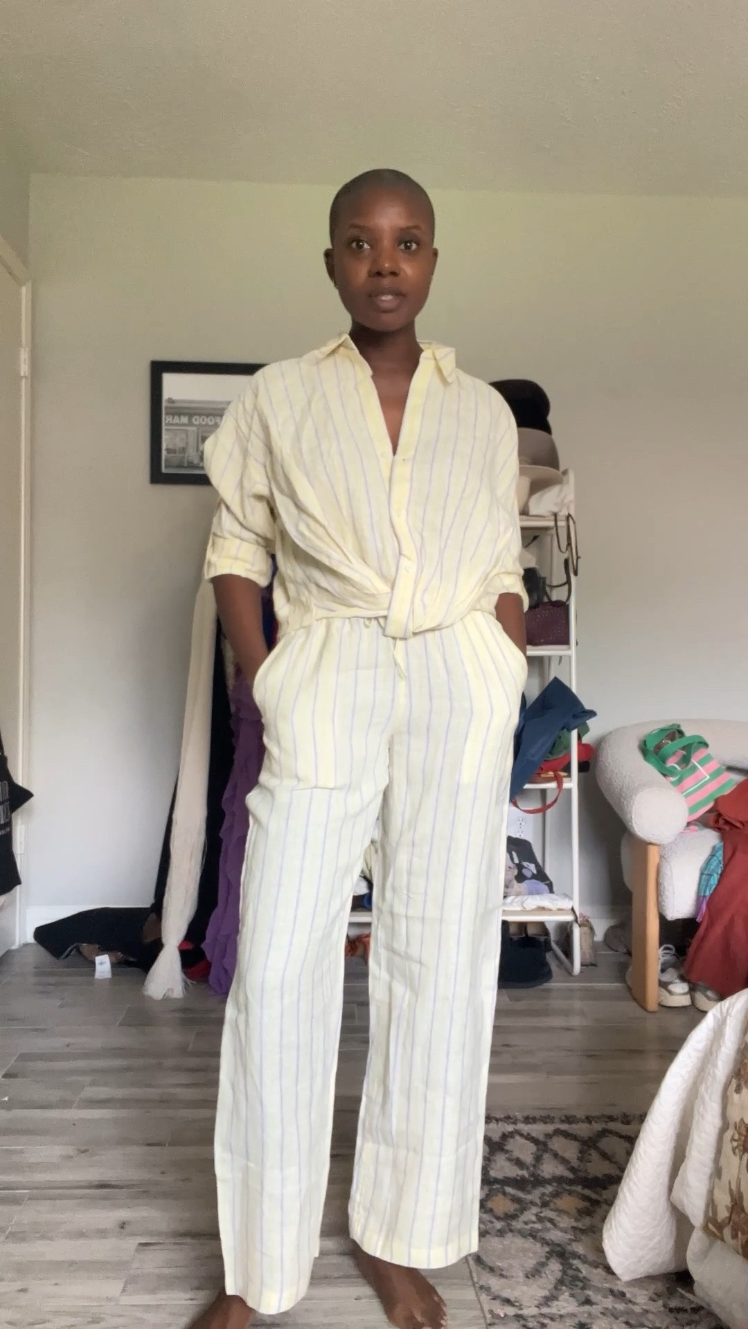 Yellow striped linen pant set for spring! Easy styling that runs true to size. I love how the top is knotted in the front.

#LTKgrwm #LTKootd #LTKdayinmylife