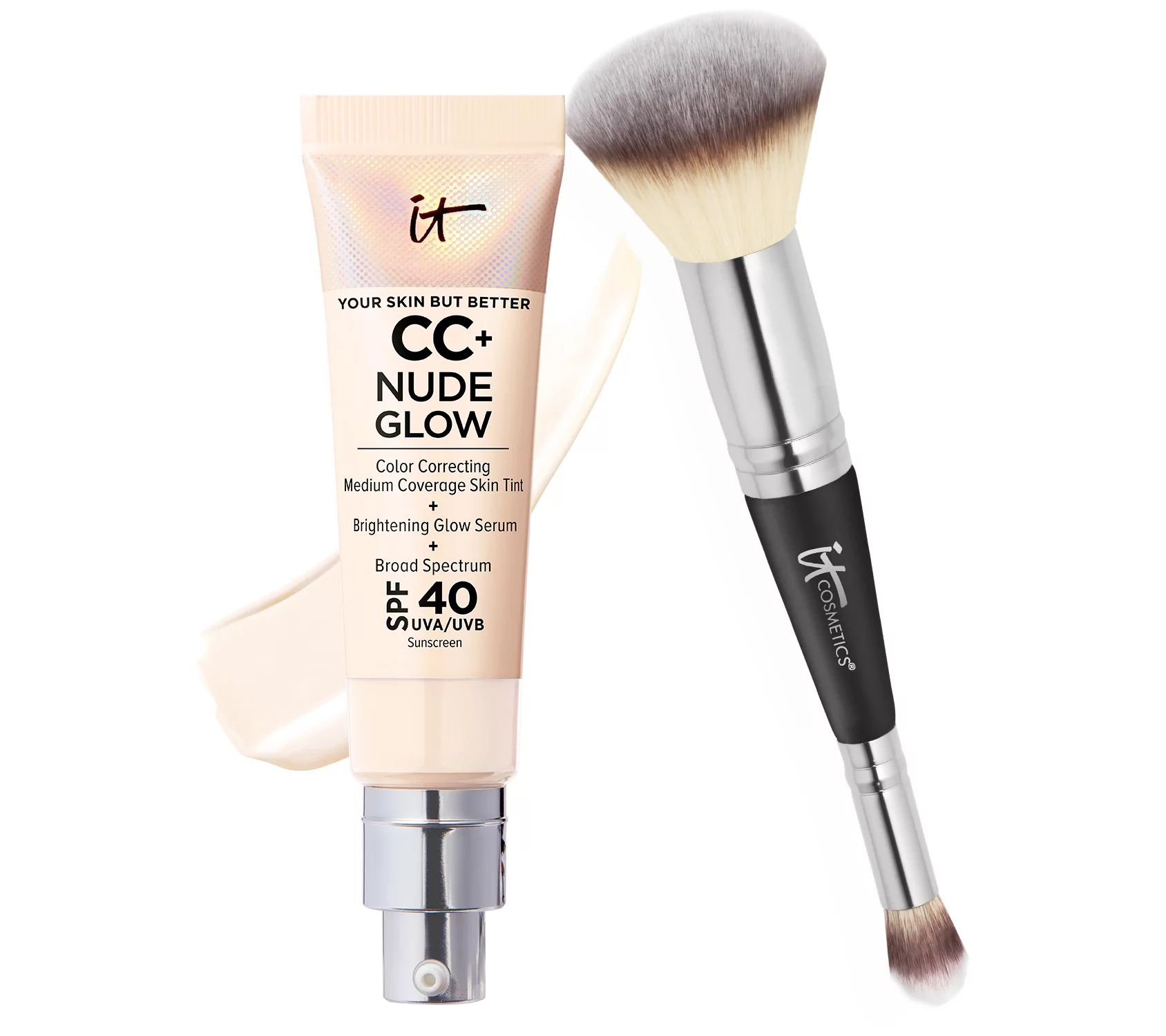 IT Cosmetics Your Skin But Better CC+ Nude Glow SPF40 w/ Luxe Brush - QVC.com | QVC