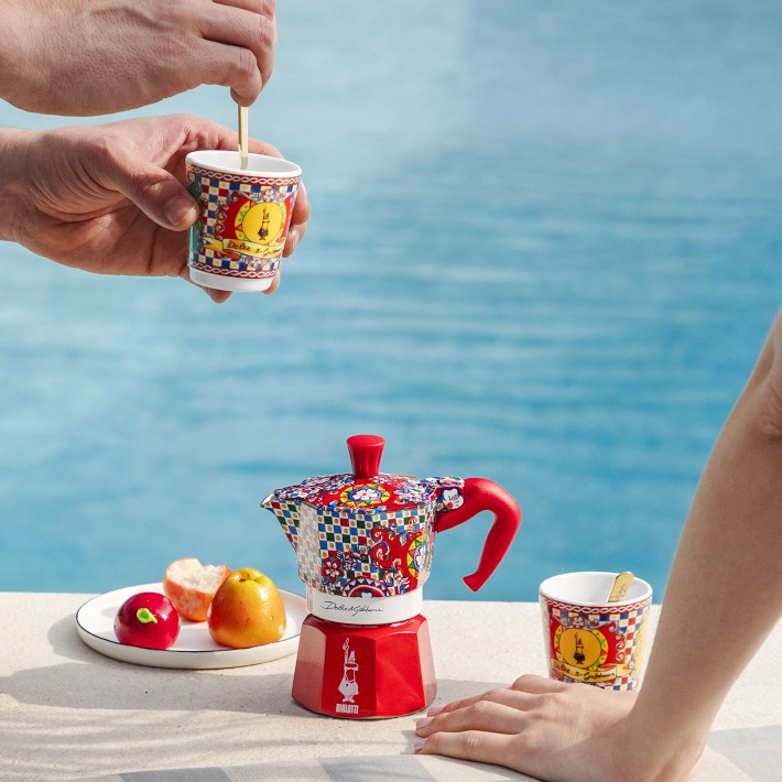 Bialetti Dolce & Gabbana Espresso Cups with Gold Stirrers, Set of 2, Carretto