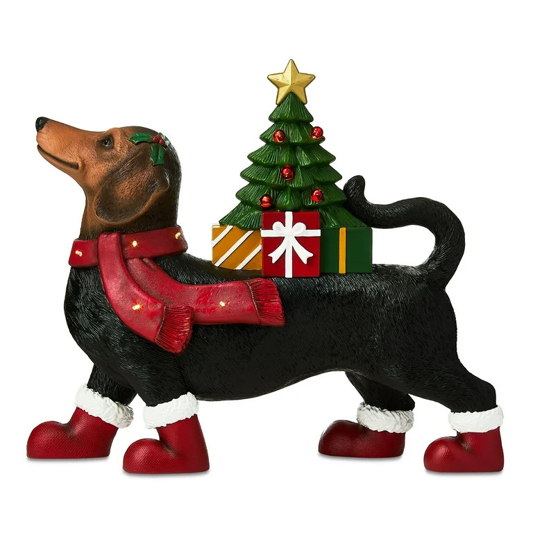 Lighted Blow Mold Dachshund Outdoor Christmas Decoration, Black, 19", by Holiday Time | Walmart (US)
