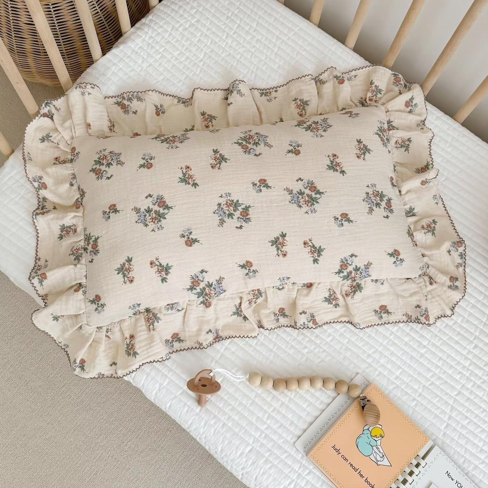 BuLuTu Kids Toddler Muslin Pillowcase Girls Boys Shabby Chic Floral Pillow Cases for Standard Pil... | Amazon (US)