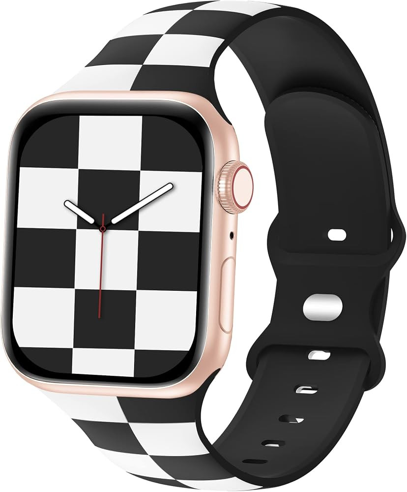 Luxury Checkered Designer Bands Compatible with Apple Watch Band 38mm 40mm 41mm Women Men,Soft Si... | Amazon (US)