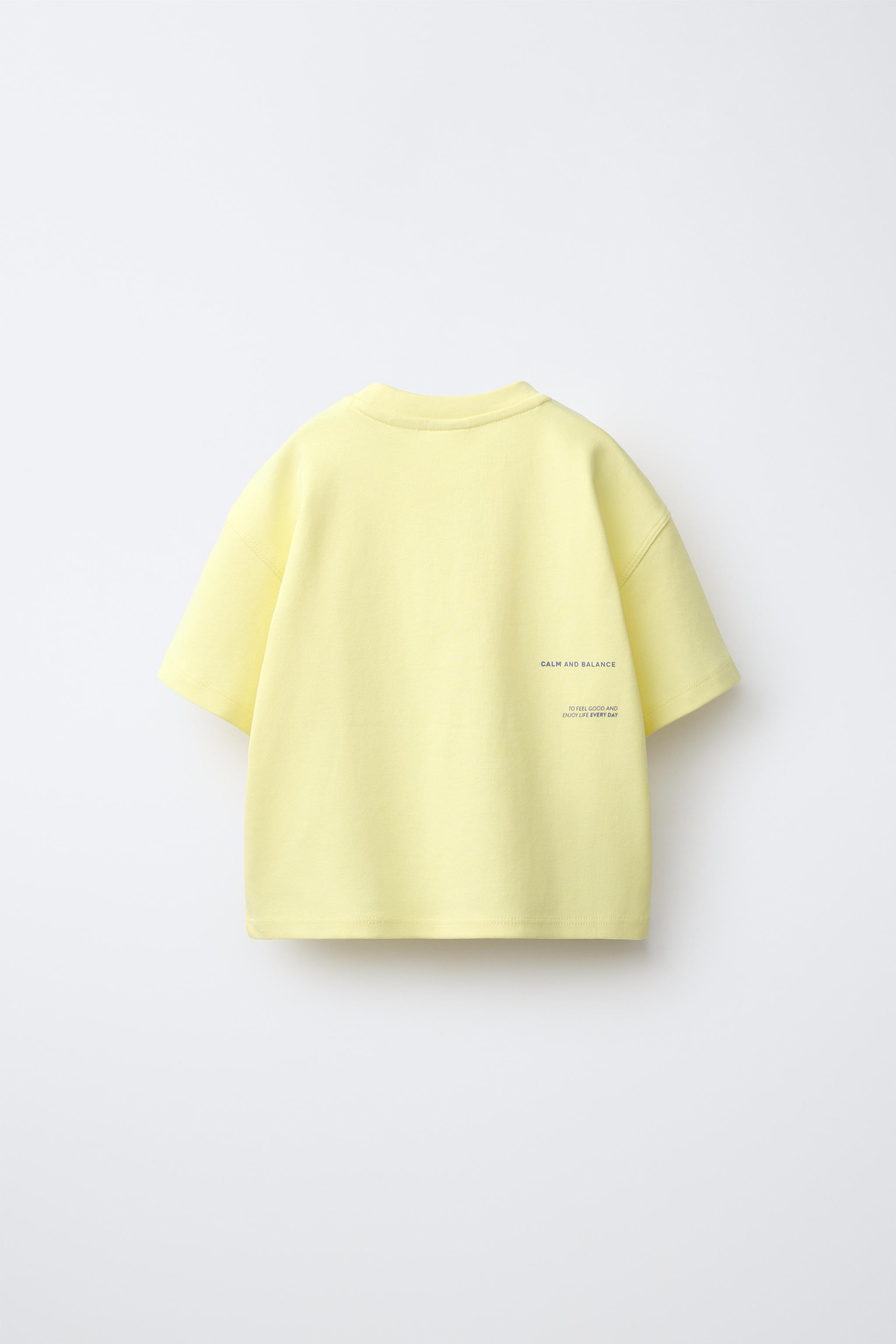 Round neck short sleeve T-shirt. Text print on the front and back. | Zara US
