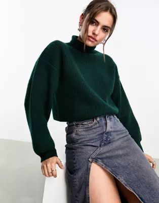 Monki cropped knitted sweater in forest green | ASOS | ASOS (Global)