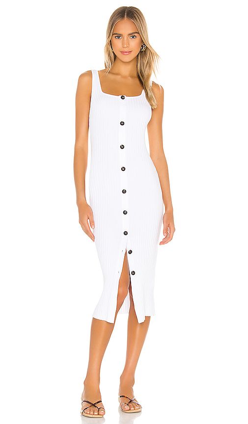 Enza Costa Military Cotton Rib Button Front Midi Dress in White. - size L (also in M) | Revolve Clothing (Global)