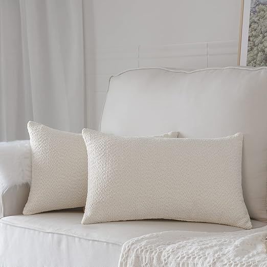 Artcest Set of 2 Decorative Boucle Like Lumbar Throw Pillow Covers, Glamorous Comfy Accent Textur... | Amazon (US)