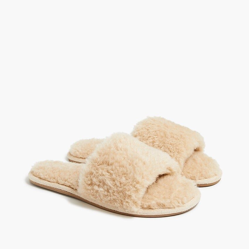 Fuzzy sherpa slide slippers | J.Crew Factory