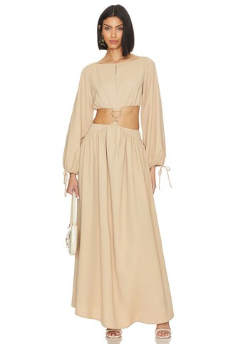 L'Academie Lalisa Maxi Dress in Taupe from Revolve.com | Revolve Clothing (Global)