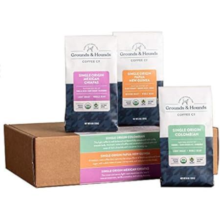 Grounds & Hounds Three Blend Starter Kit - Ground, 100% Organic Coffee Variety Pack, Bulk Ground Cof | Amazon (US)