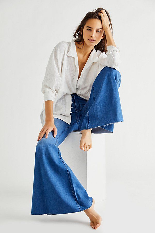 Just Float On Flare Jeans by We The Free at Free People, 70's Blue, 32 | Free People (Global - UK&FR Excluded)