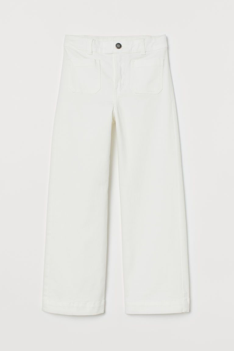 H & M - Ankle-length twill trousers - White | H&M (UK, MY, IN, SG, PH, TW, HK)