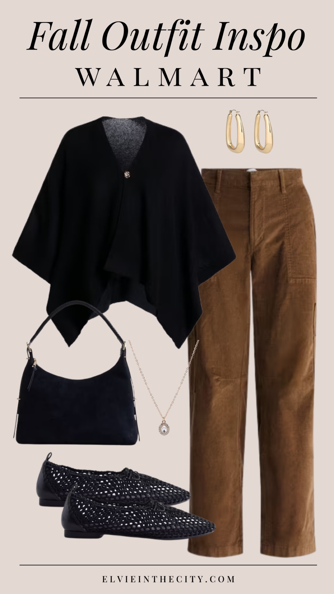 Fall outfit inspo from Walmart includes corduroy pants paired with a black bottom from sweater, a black shoulder bag, knit bow ballet flats, an gold jewelry.

Ootd, walmart fashion, affordable fashion, fashion over 40, over 50 style

#LTKootd #LTKOver40