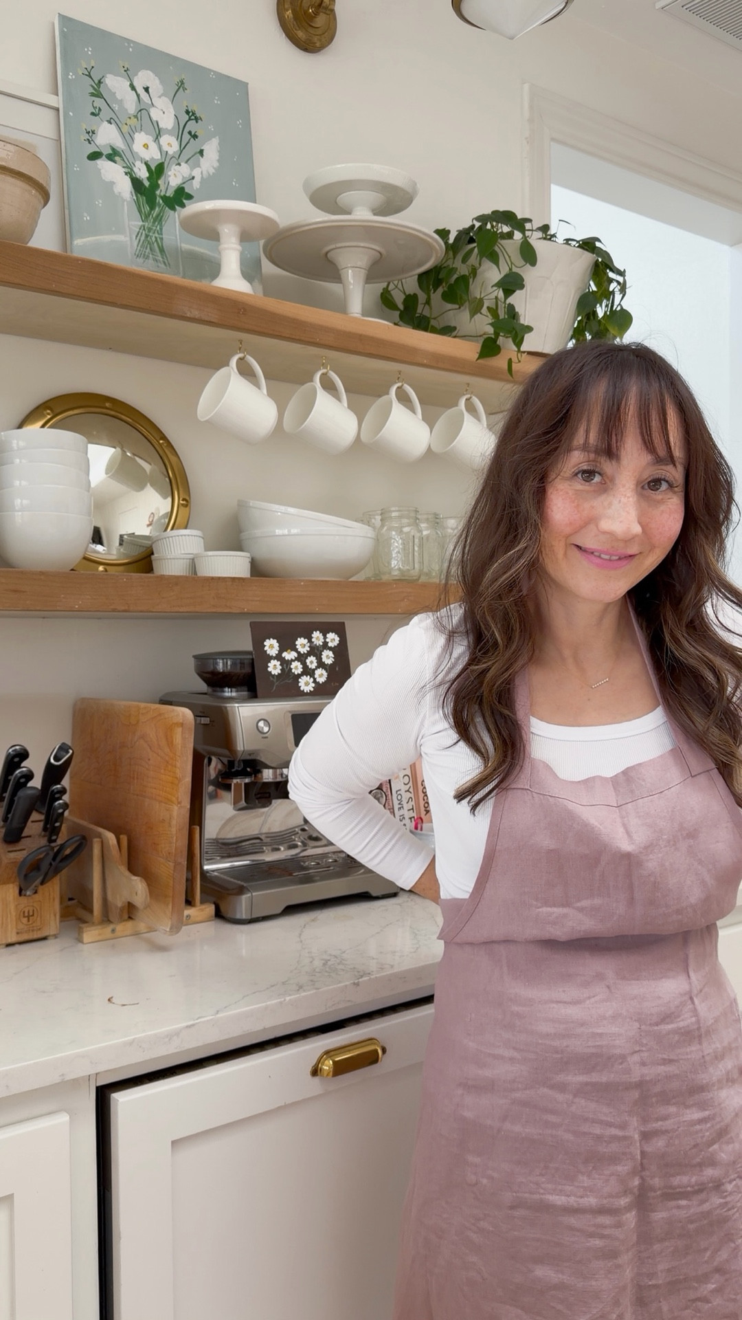 The perfect linen apron. It’s like a mauve lilac color from Amazon  