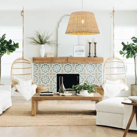 Rattan Pendant Light,Wicker Hanging Lamp,Ceiling Light Shade, Woven Lamp Shade,Vintage Open Baske... | Etsy (US)