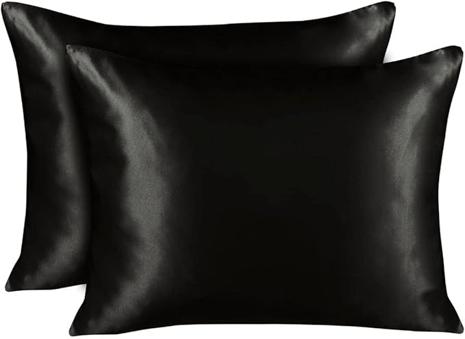 ShopBedding Black Satin Pillowcase for Hair and Skin, Silk Pillowcase Black 2 Pack, Luxury Satin ... | Amazon (US)