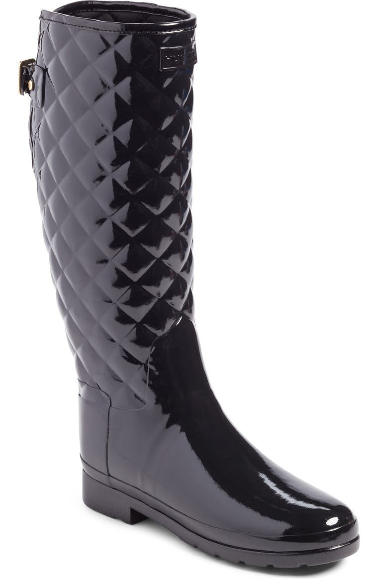Original Refined High Gloss Quilted Waterproof Rain Boot | Nordstrom