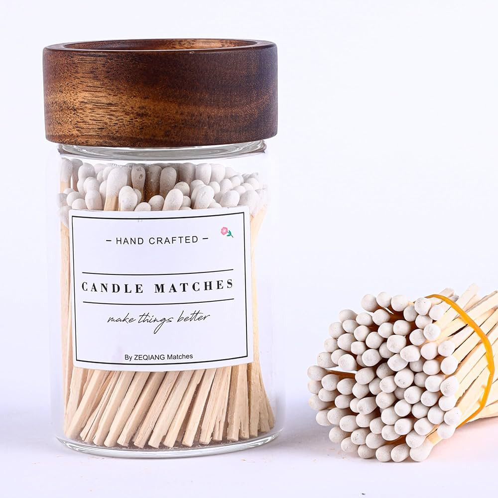 150Pcs 3'' White Matches in a Jar with Striker, Glass Match Holder with Striker, Glass Match Cloc... | Amazon (US)