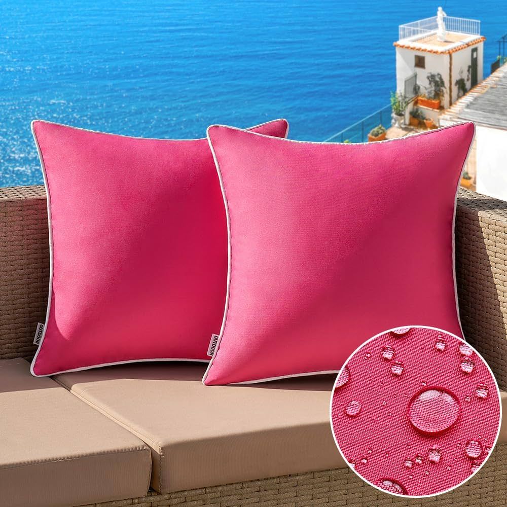 MIULEE Pack of 2 Outdoor Waterproof Pillow Covers Decorative Farmhouse Throw Pillow Covers Square... | Amazon (US)