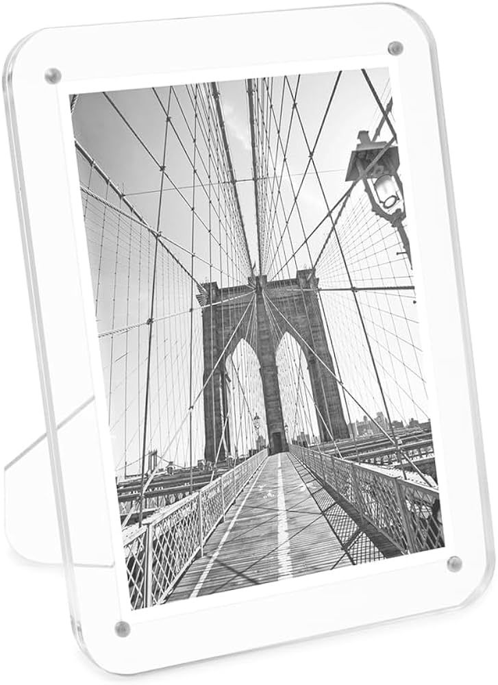 Isaac Jacobs 5x7 Clear Plain Rounded Corner Acrylic Picture Frame, Magnetic Photo Frame, Made for... | Amazon (US)