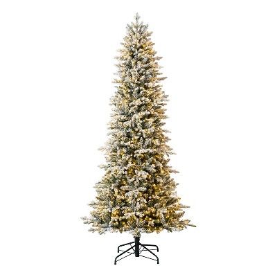 Evergreen Classics 7.5ft Pre-Lit Overlight Flocking Pine Artificial Holiday Tree with Warm White ... | Target