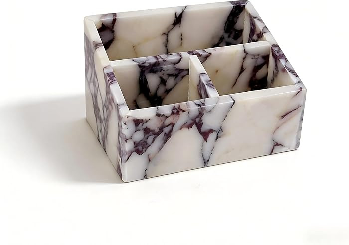 Marble Desk Organizer with 3 Compartments Perfume Organizer & Makeup Brush Holder Toothbrush Hold... | Amazon (US)