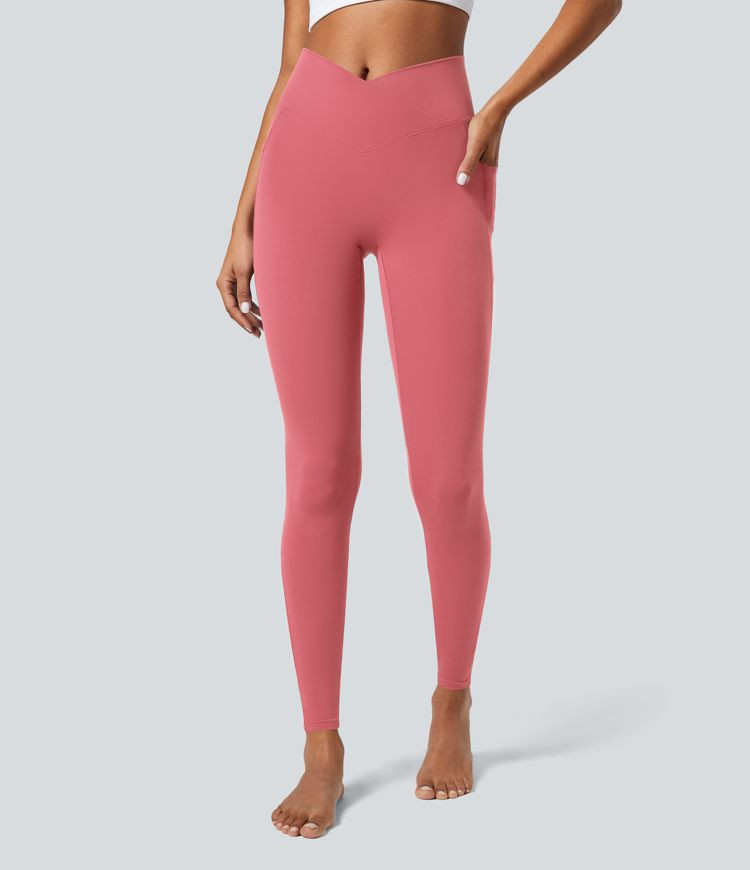 Women’s Softlyzero™ Crossover Pocket Plain Leggings-UPF50+ - Halara | HALARA