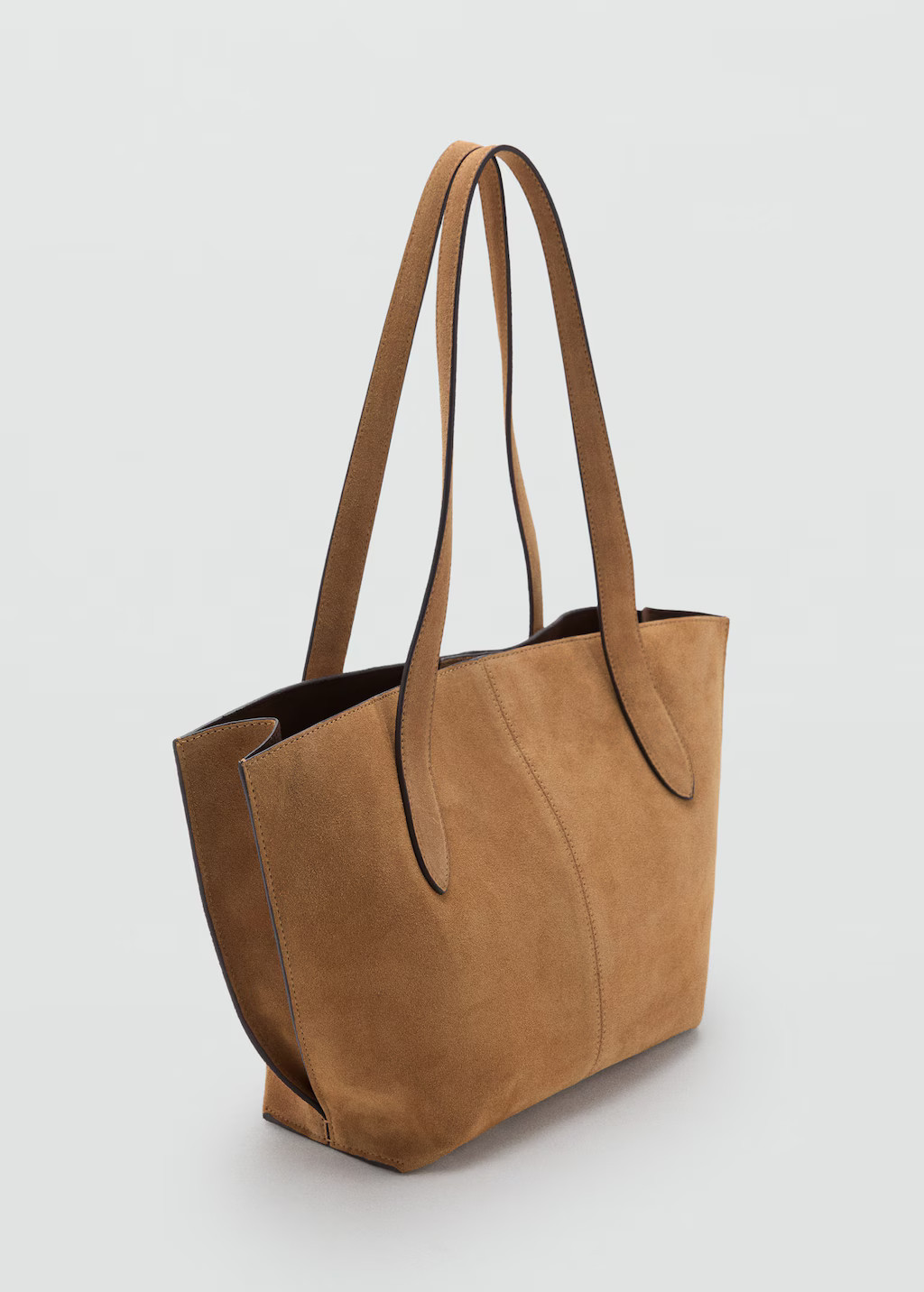 Suede mini shopper bag medium brown - Woman - One size - MANGO | Mango (US/MX/AU)