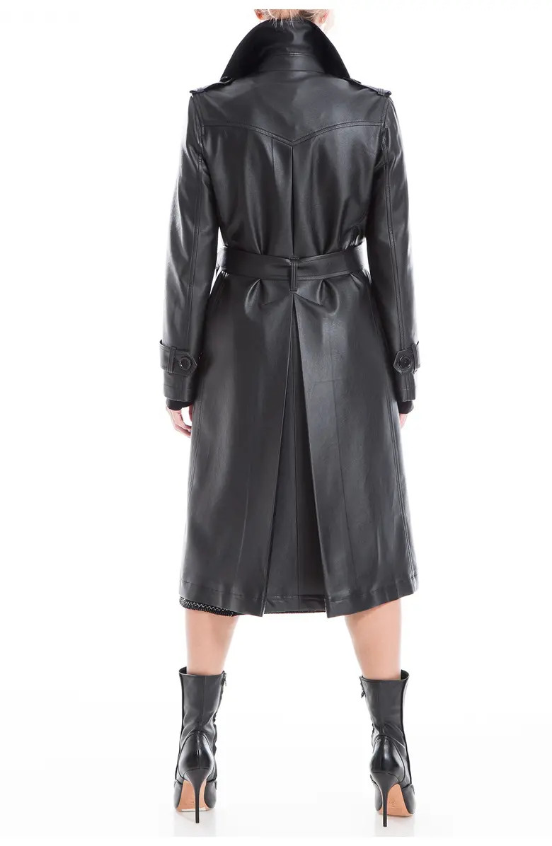 Faux Leather Double Breasted Belted Trench Coat | Nordstrom Rack