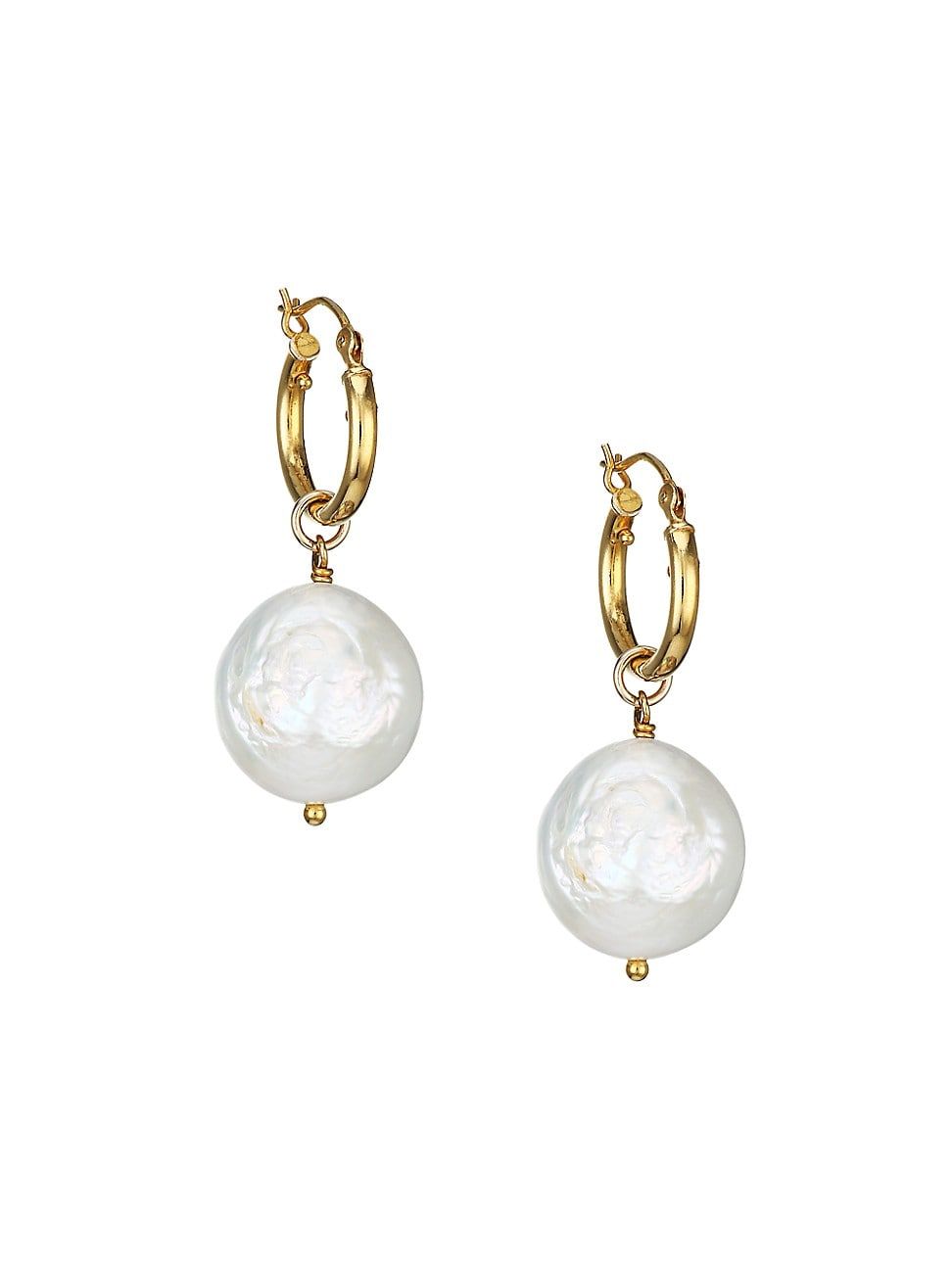 Chan Luu Women's 18K Goldplated & 13MM-15MM Baroque Dark Champagne Pearl Drop Earrings - White Pearl | Saks Fifth Avenue