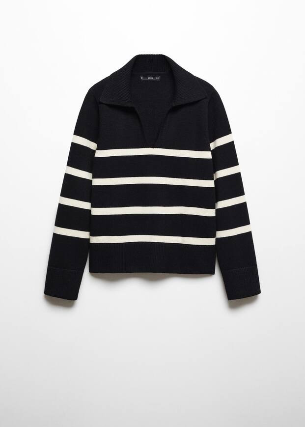 Striped polo-neck sweater -  Women | Mango USA | MANGO (US)