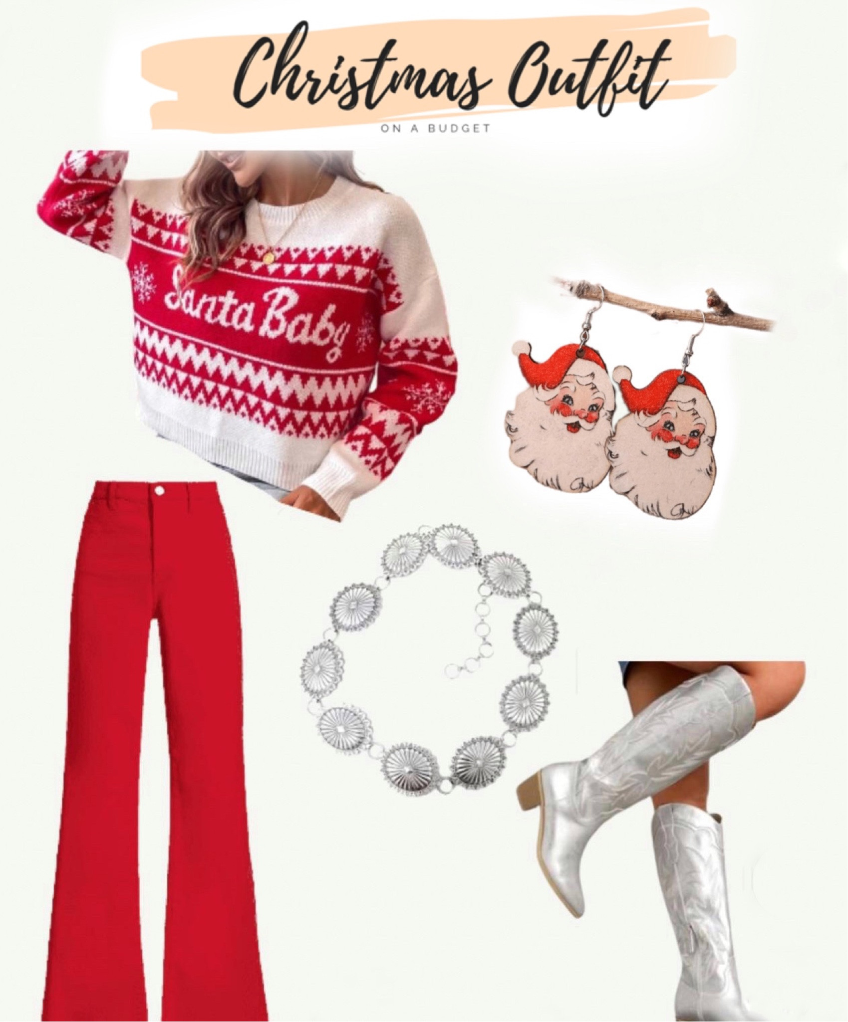 Christmas outfit idea on a budget!! All from shein. 

#christmaspajamas #shein #christmasoutfit #christmasinspo #christmasearrings #christmassweater 

#LTKHoliday #LTKunder50 #LTKSeasonal