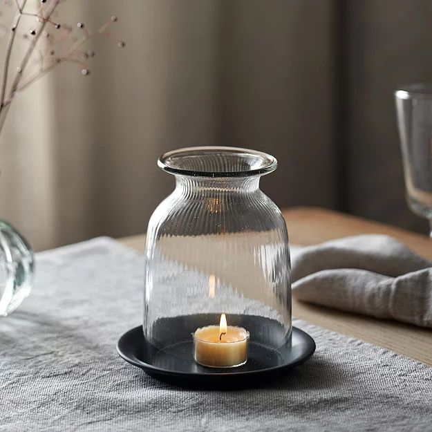 Domed Glass Candle Holder With Tray - Small | The White Company (UK)