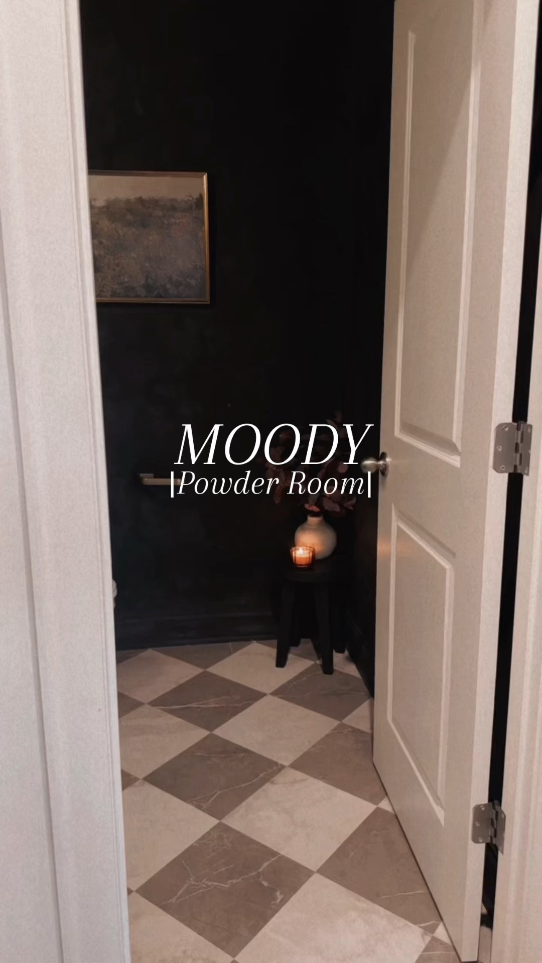 Moody Powder Room with Harlequin Floor

#LTKhome #LTKstyletip #LTKfindsunder50