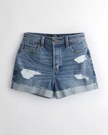 Girls Vintage Stretch Ultra High-Rise Denim Mom Short 3 in. from Hollister | Hollister (US)